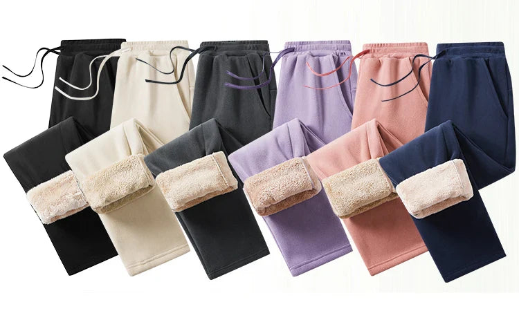 Unisex 2026 Winter New Oversize Pants Men Women Warm Fleece Liner Drawstring Trousers Casual Comfortable Gym Sweatpants