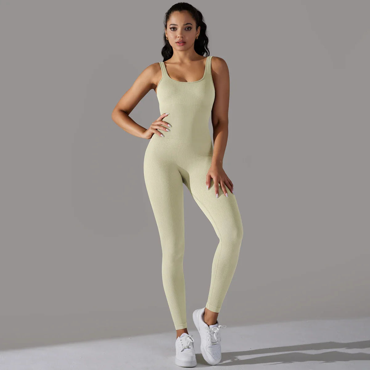 Fitness Sports Jumpsuit Screw Thread Sleeveless Bodysuit Women Seamless Set Full Seasons Casual Fitness Sporty Playsuit