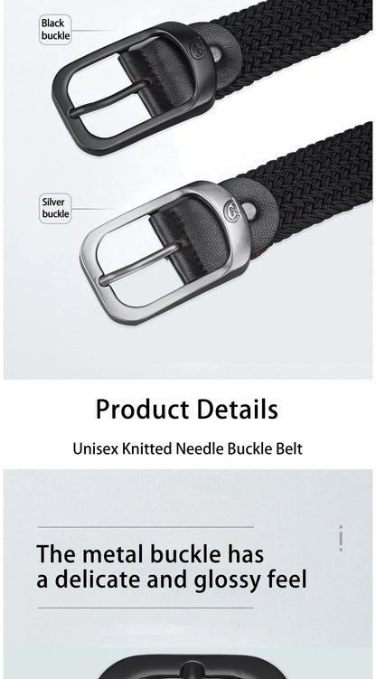 Men's Belt Casual Woven Elastic Belt Outdoor Sports Women's Belt Climbing Work Belt Jeans Suit Pants Men's And Women's Universal