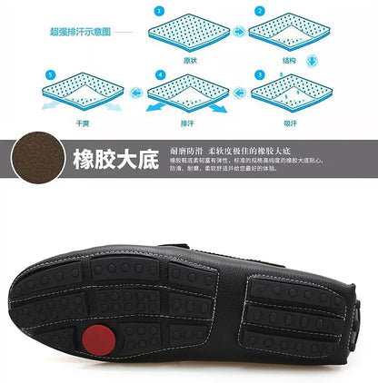 2025 New Handmade Soft Soled Beanie Shoes Men's Korean Style Casual Leather Shoes Social Spirit Boy Brand Lazy Shoes Loafers