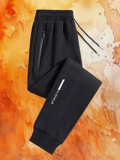 Men's casual running pants, delicate elastic running pants, fast drying ice silk straight tube breathable fitness pants