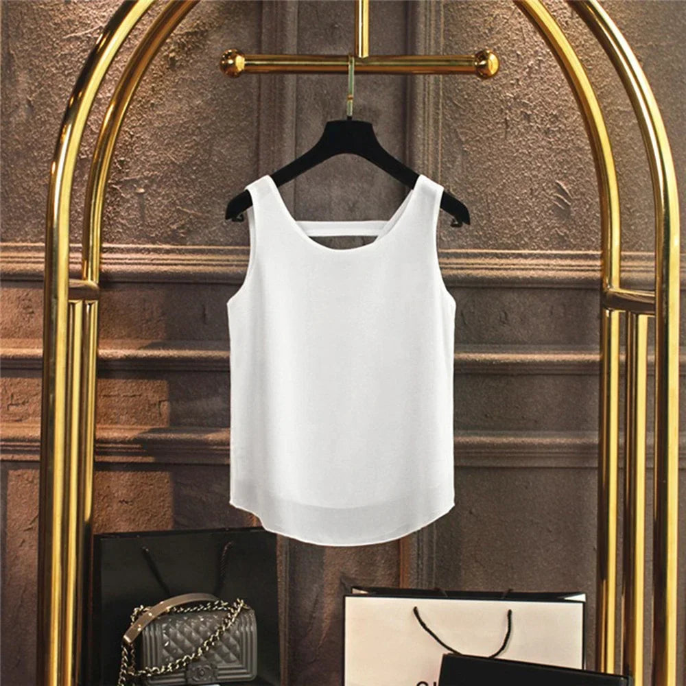 New Arrival Casual Shirt Chiffon Vest Female Summer New Sleeveless Halter T-shirt V-neck Blouse Loose Inside Cover Bellies