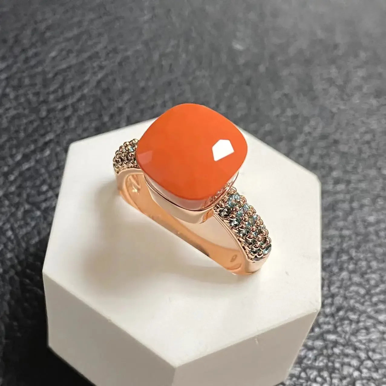 10.6mm Topaz Ring For Women Inlay Light Blue Zircon Candy Water Drop Crystal Ring Rose Gold Plated Jewelry Gift