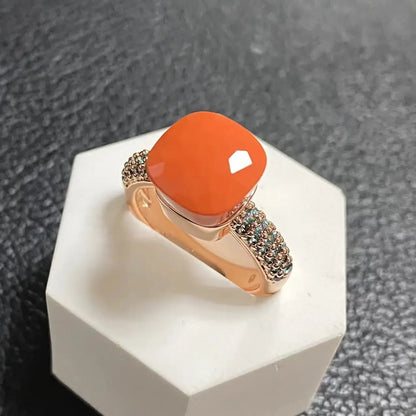 10.6mm Topaz Ring For Women Inlay Light Blue Zircon Candy Water Drop Crystal Ring Rose Gold Plated Jewelry Gift