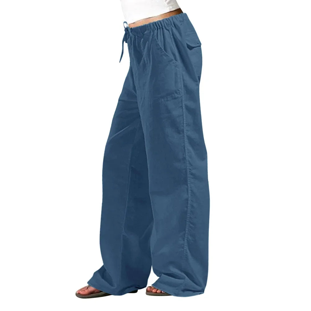 Summer Women Cotton Linen Pants Hight Waist Loose Oversized Trousers Female Long Casual Solid Color Pants Streetwear Women