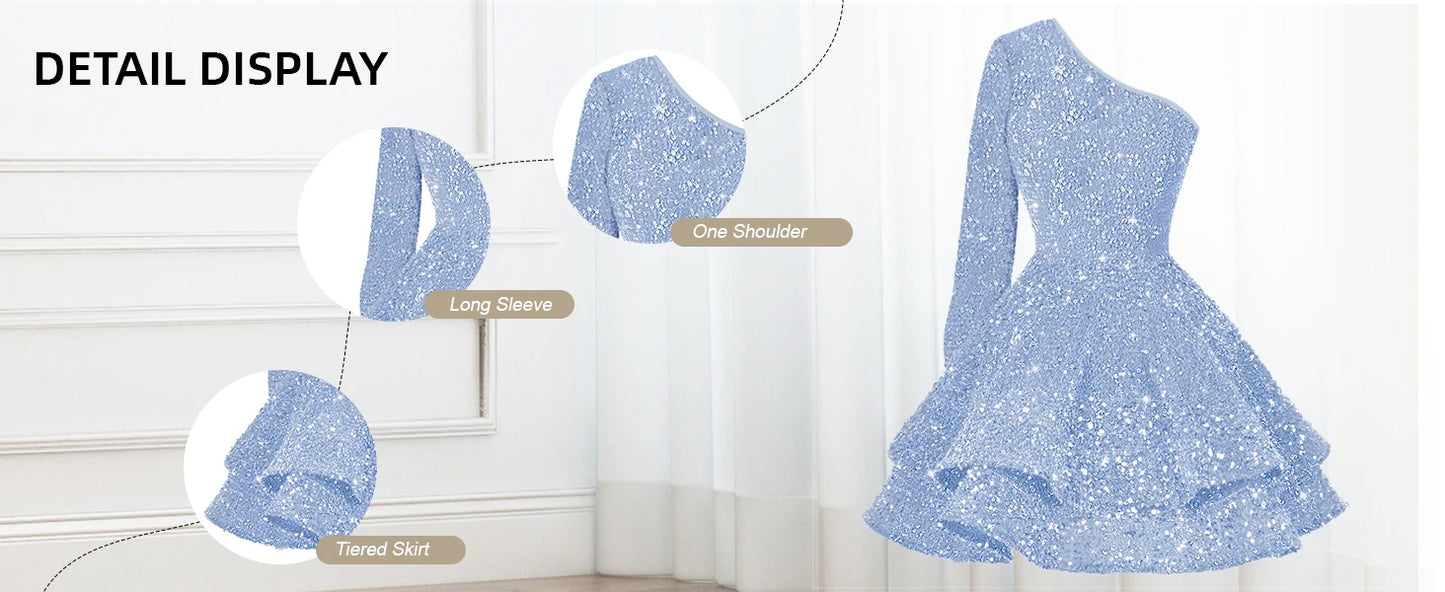 Sequin Short Homecoming Dress for Teens Sparkly Prom Dress Sweet 14 16 Birthday Photo Shoot Gowns Mini Dress Graduation Dress