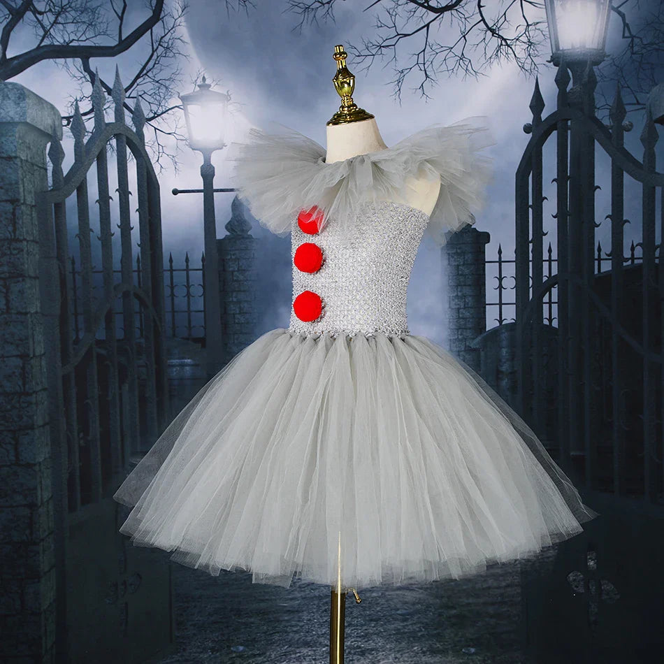 Halloween Clown Dress Kids Horror Movie Cosplay Costume Set for Girls Carnival Party Party Dress Up Clowns Clothing 3-10Yre