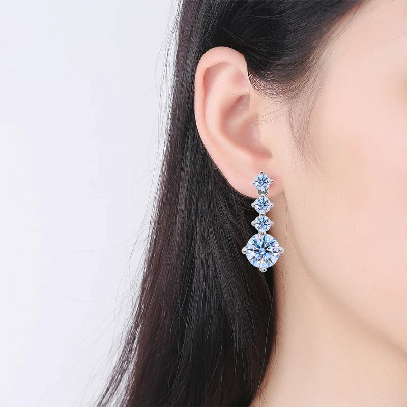 S925 Silver Moissanite Drop Earrings For Women 2.6 Carat Real Moissanite Lab Diamond Engagement Wedding Fine Jewelry Gift