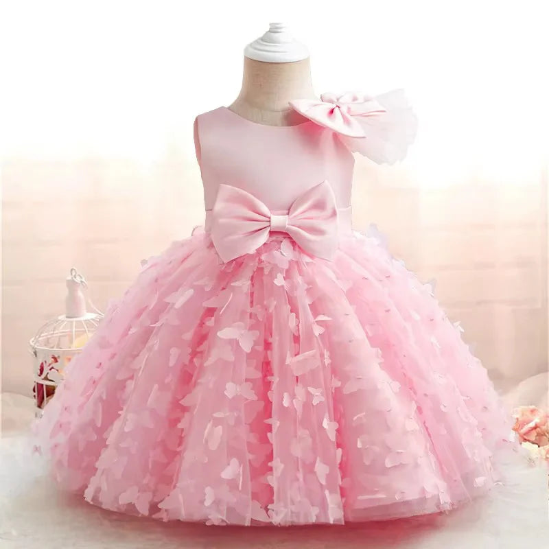 Girl Princess Dress Kid Clothes Party Birthday Outfits Evening Party Tulle Dress Wedding Wear Summer Bowknot Dress