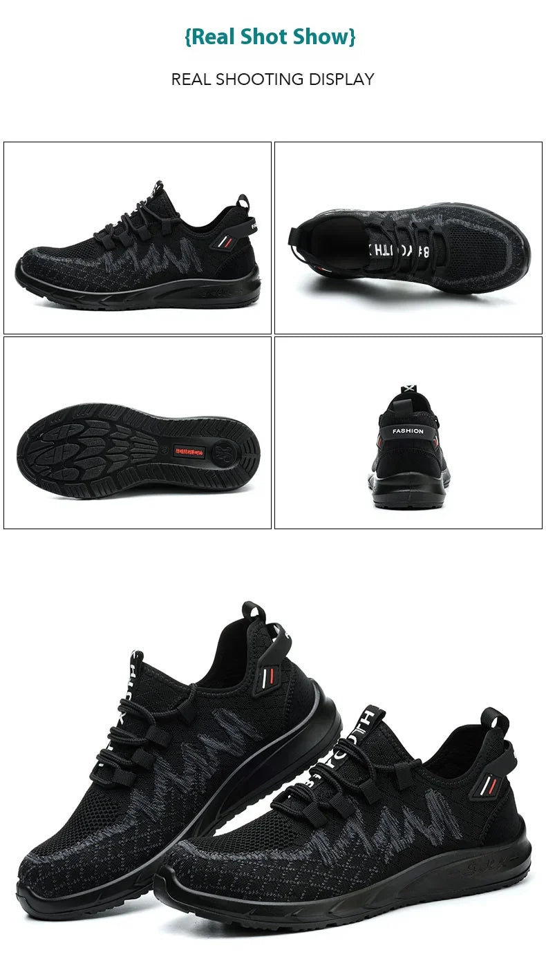 Light Breathable Sneaker Safety Shoes Steel Toe Shoes for Men Anti-slip Anti-impact Anti-puncture Outdoor Work Security Shoes