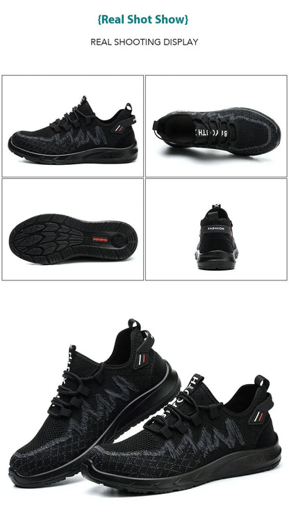 Light Breathable Sneaker Safety Shoes Steel Toe Shoes for Men Anti-slip Anti-impact Anti-puncture Outdoor Work Security Shoes