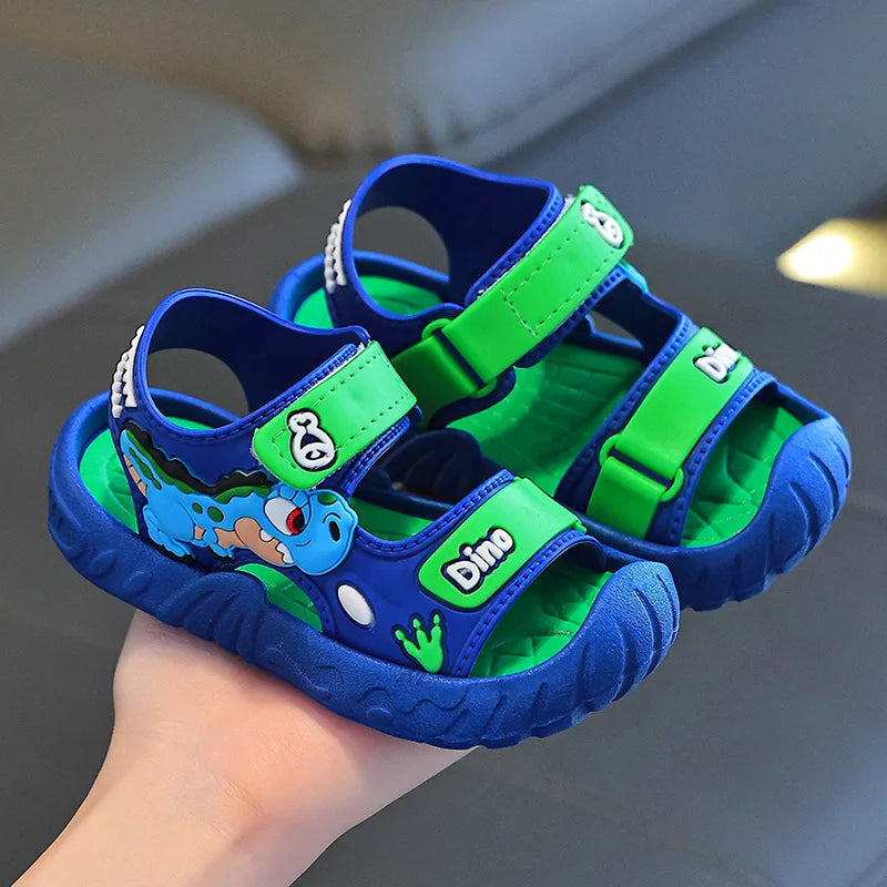 Children' Fashion Sport Sandals Geometric Patterns Breathable Wear-resistant Soft Shoes With Adjustable Velcro For Boys & Girls