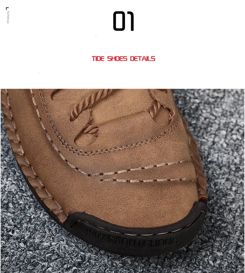 Men's Shoes Leather Unisex Walking Shoes Women Hand Stitching Outdoor Stitched Men Casual Boots