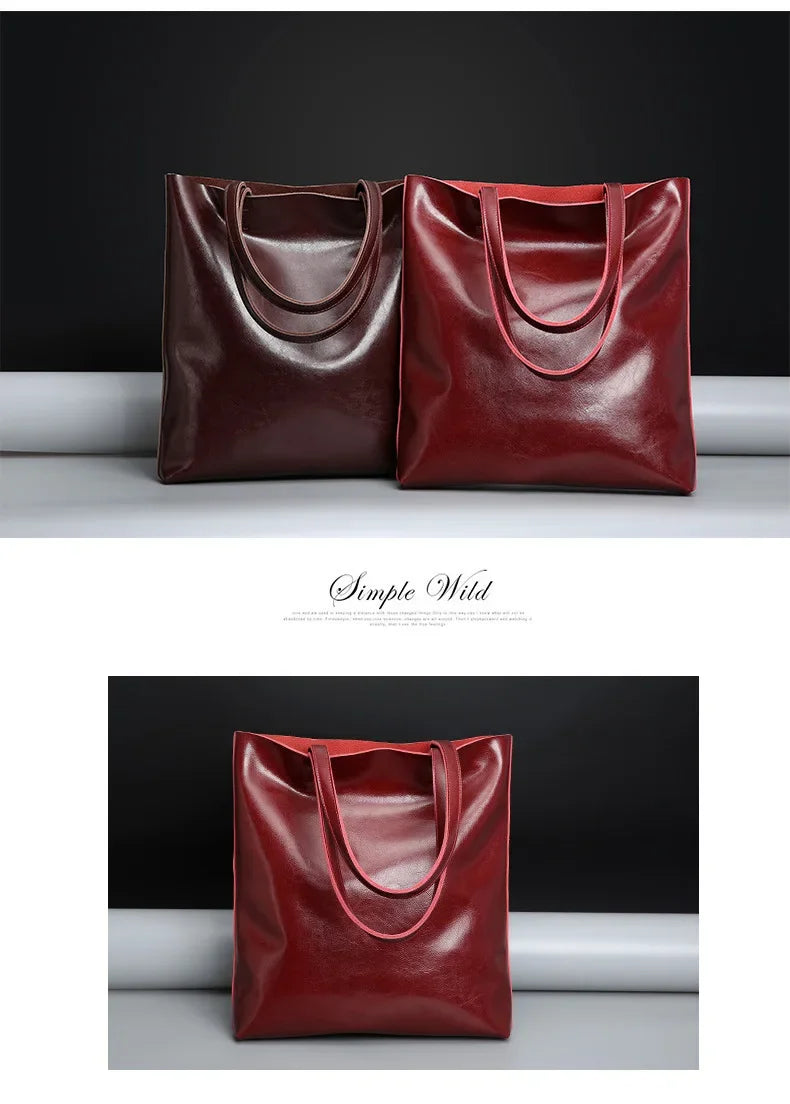 Women Genuine Leather Shoulder Bags Retro Fashion Designer Bag Large Capacity Female Versatile Tote Bag Portable Phone Bag Girl