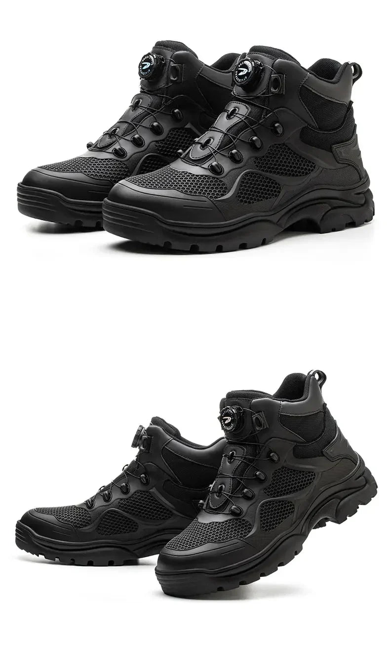 Men's Safety Work Boots Steel Toe Breathable Indestructible Puncture-Proof Rotary Buckle Shoes Comfortable Brand Work Footwear
