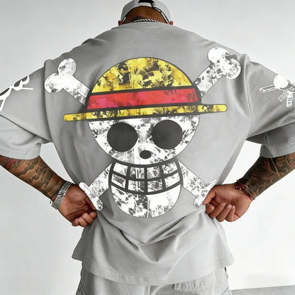Anime Printed Cotton T-shirt 2026 Men's and Women's Summer New American Street Hip Hop Loose Casual Parent-child Top