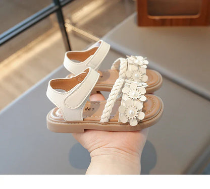 2026 High Quality Girls Sandals Flower Sweet Soft Children's Beach Shoes Kids Cute Summer Floral Sandals Princess Fashion 22-31