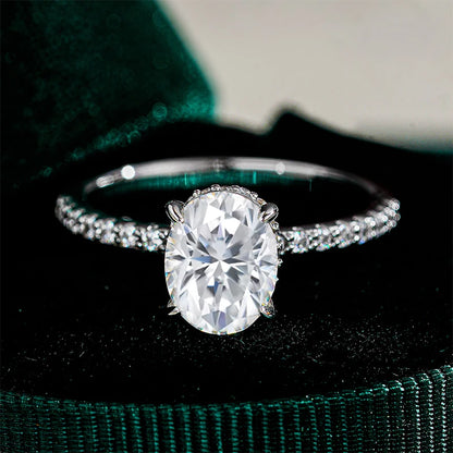 1ct 2ct 3ct Oval Cut Moissanite Rings for Women 925 Sterling Silver Lab Diamond Wedding Engagement Ring Gemstone Band