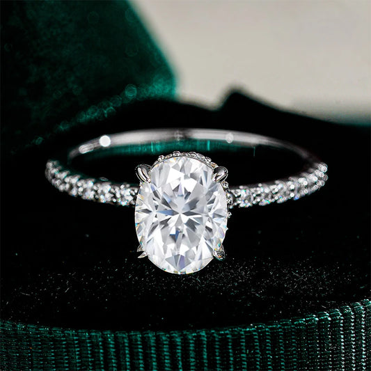 1ct 2ct 3ct Oval Cut Moissanite Rings for Women 925 Sterling Silver Lab Diamond Wedding Engagement Ring Gemstone Band