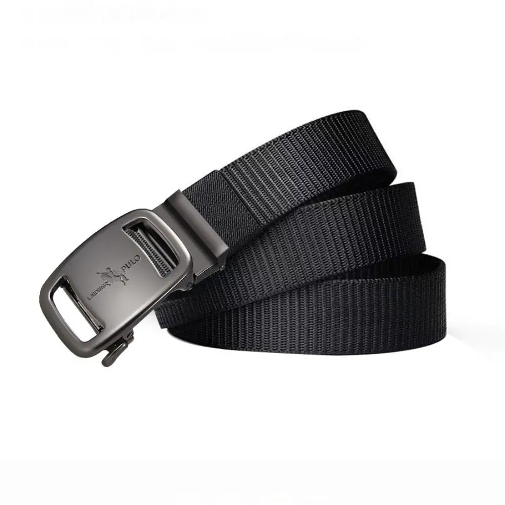 Black Automatic Buckle Belt Men Business Luxury Brand Quality Canvas Belt Casual Simple Wild Style Trendy Jeans Belt