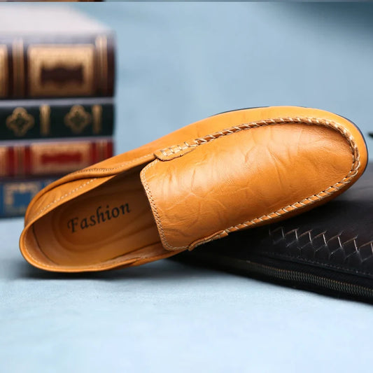 Men Leather Loafers Comfortable Slip On Shoes Breathable Lightweight Walking Shoes for Big Size 47 Casual Soft Driving Shoes