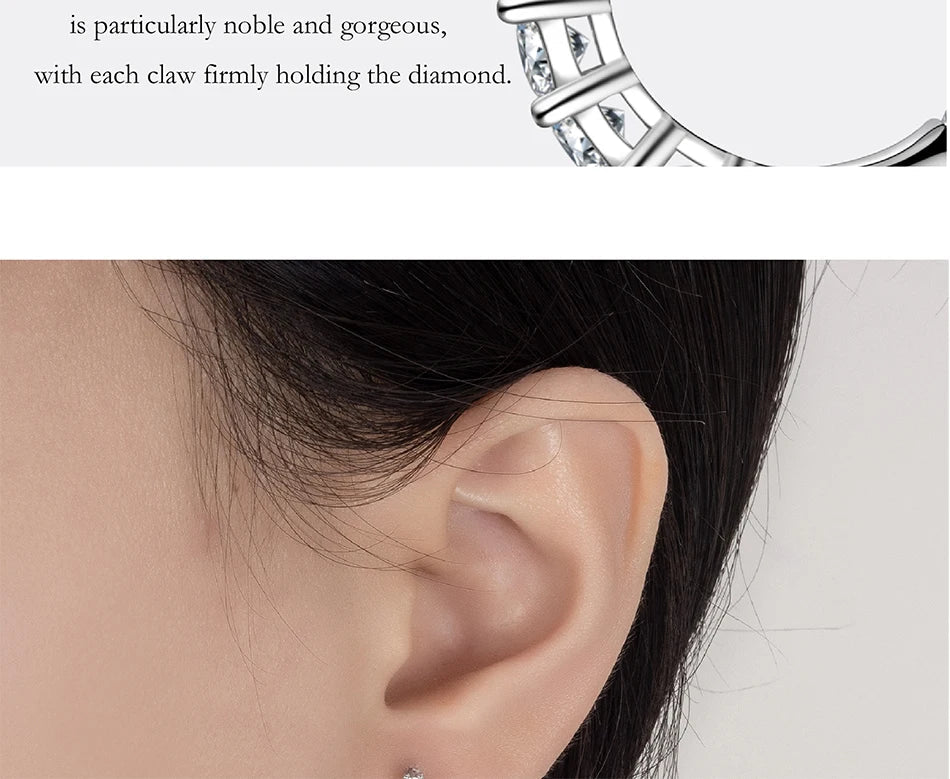 1.8CT All Moissanite Earrings for Women S925 Pure Silver GRA Certified Diamond Temperament Fashion Wedding Party Jewelry