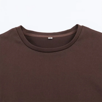 2025 Winter New Product Women's Slim Straight Round Neck Short Sleeve Asymmetric Hemp Splicing Lace T-shirt