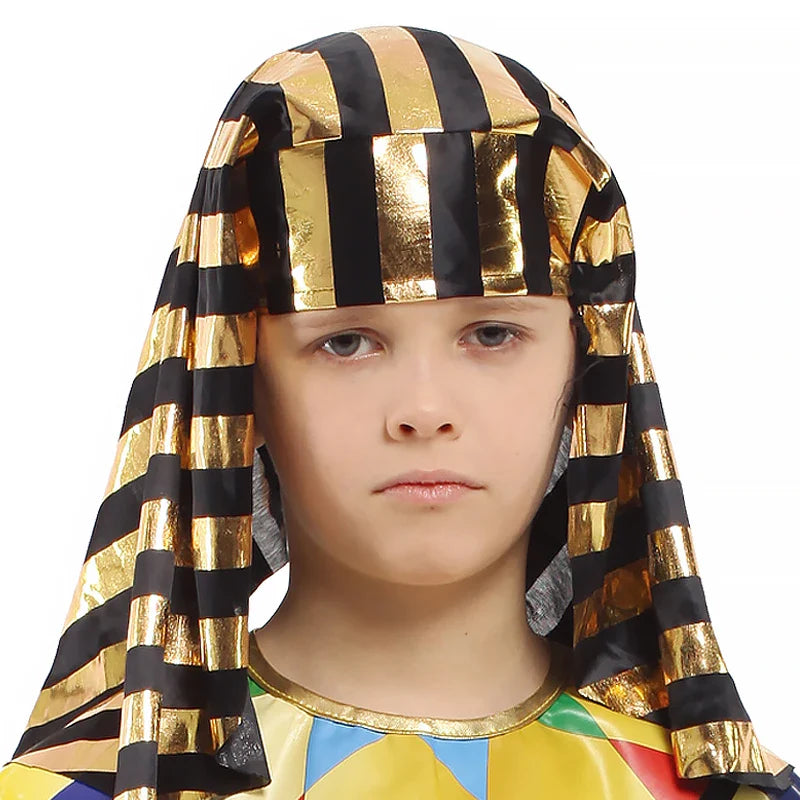 Child Ancient Egyptian King Pharaoh Cosplay Kids Fancy Dress Historical Theme Party Costume