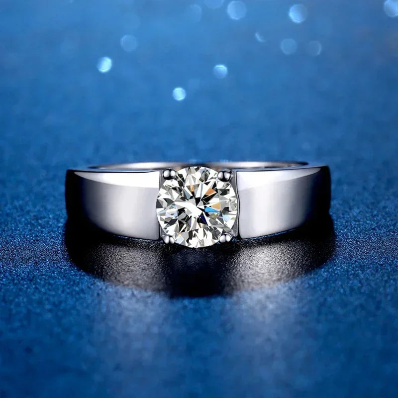 1ct 2ct D Moissanite Wedding Band Men Ring 925 Sterling Silver Engagement Rings For Man With Certificate Fine Jewelry