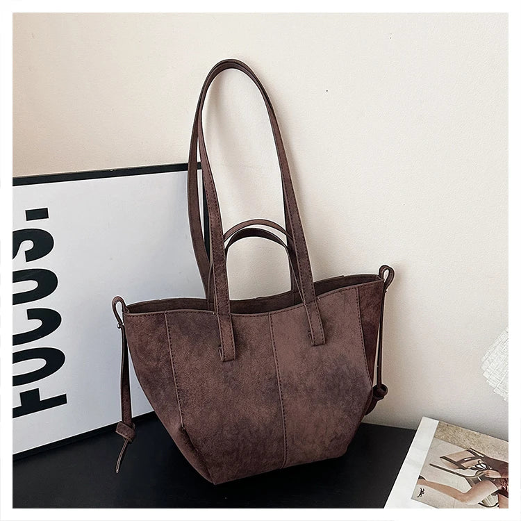 2025 Hot Sale Autumn Soft Women's Handbags Faux Suede Solid Color Large Capacity Shoulder Bag Casual Versatile Ladies Bags