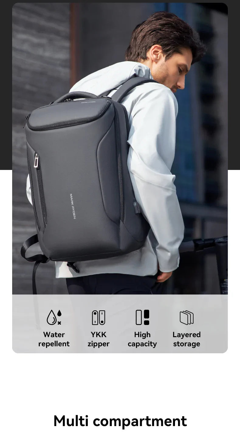Business Backpack for Men Waterproof and Travel Laptop Backpack with USB Charging, Fits 17 Inch Laptop and Tech Gear