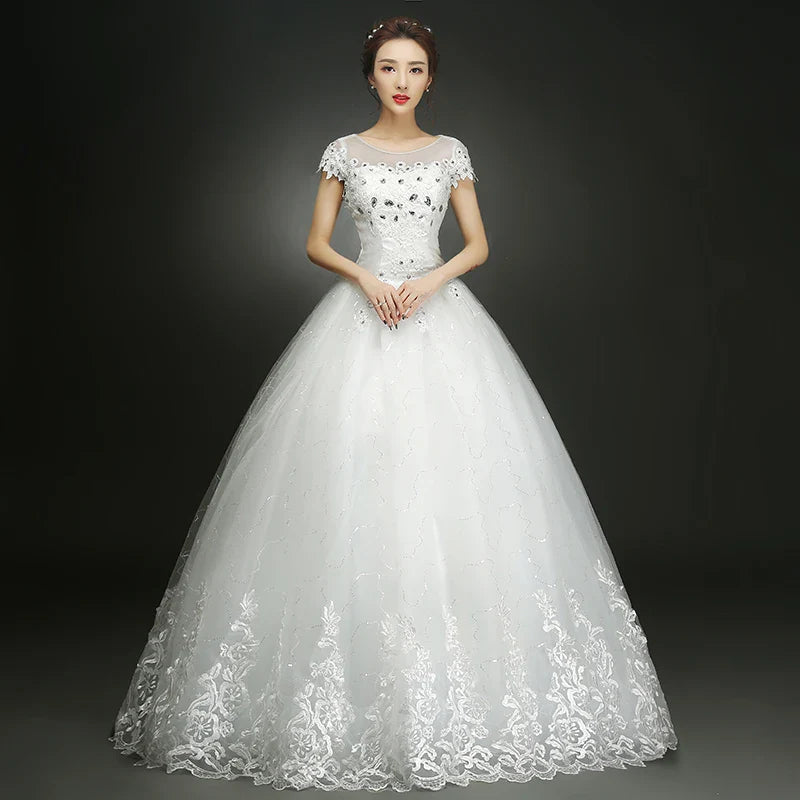 Wedding Dress Wholesale Lace up Embroidery Bride Marriage Dresses White Ball Gown Factory Christmas Carnival Plus Size