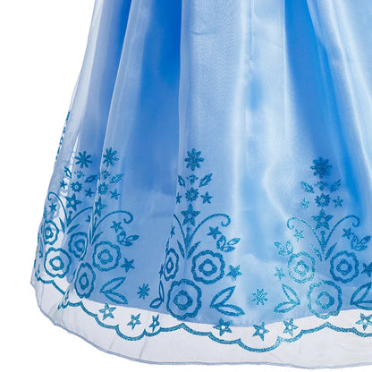 2025 Kid Elsa Anna Costume Girl Birthday Floral Dress Children Snow Queen Performance Fantasy Princess Evening Halloween Costume