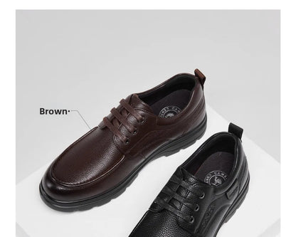 Golden Camel Men's Shoes 2026 New Business Casual Soft Sole Leather Shoes Brand Design Soft Soles Non-slip Velvet Warm Loafers