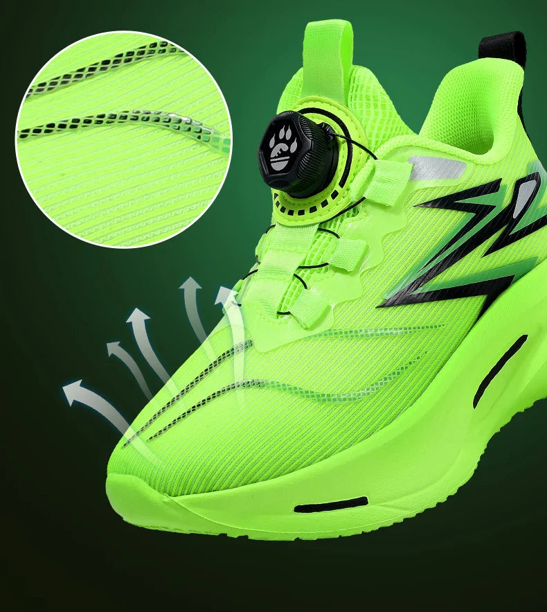 Children‘s Basketball Shoes Non-slip Breathable Sports Training Shoes Outdoor Lace-up Boys Girls Knit Jogging Shoes Gym Sneakers