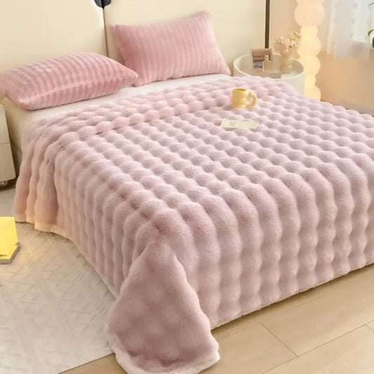 1pc Bubble velvet milk velvet blanket is soft  warm  breathable and can be used as a blanket  bed sheet  or blanket