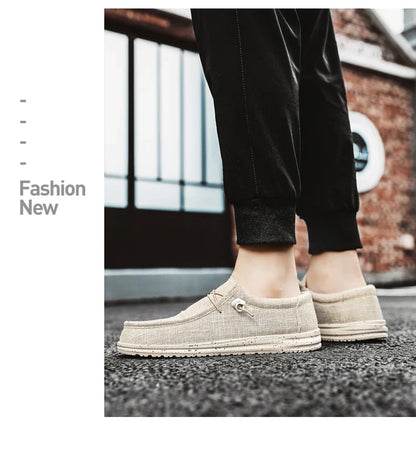 Men Shoes Casual Canvas Loafers Shoes Light Breathable Flats Leisure Male Vulcanized Shoes Walking Sneakers Plus Size 39-46