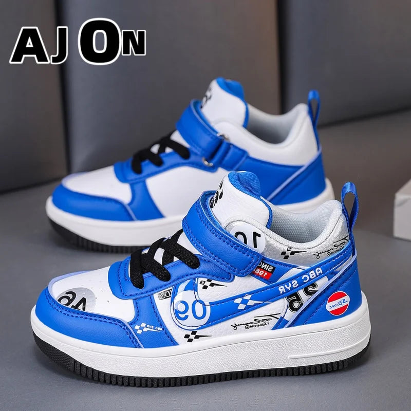 Cute girls and boys basketball shoes school activities children's casual shoes low-cut shoes autumn and winter new leather shoes