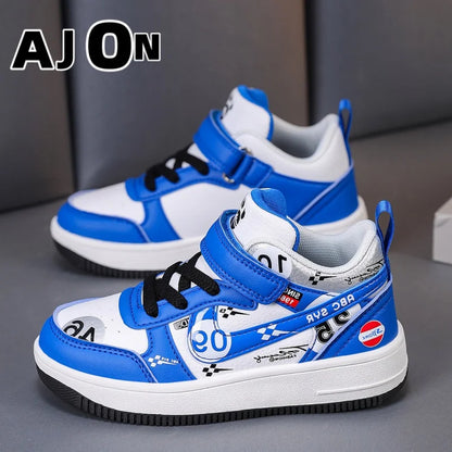 Cute girls and boys basketball shoes school activities children's casual shoes low-cut shoes autumn and winter new leather shoes