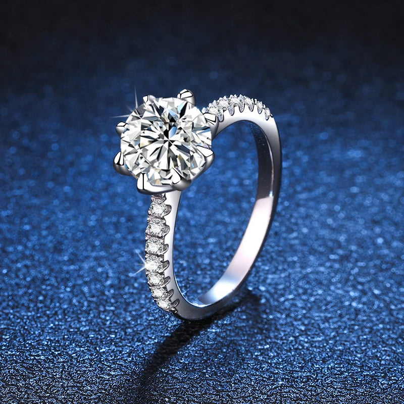 1ct 2ct Moissanite Wedding Ring 925 Sterling Silver Eternity Band Lab Diamond Bride Party Rings For Women Fine Jewelry