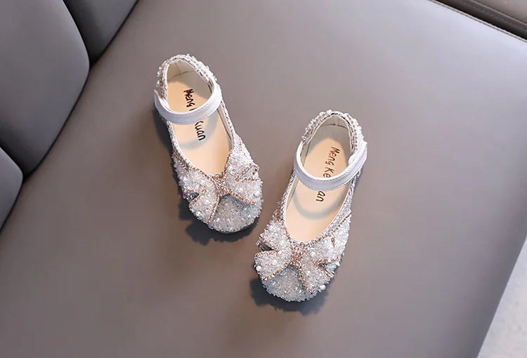 Children Princess Shoes Glitter Party Wedding Shoes for Girls Fashion Rhinestone Toddlers Ballet Flats Causal Kids Leather Shoes