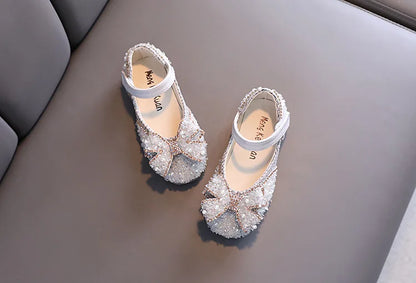 Children Princess Shoes Glitter Party Wedding Shoes for Girls Fashion Rhinestone Toddlers Ballet Flats Causal Kids Leather Shoes
