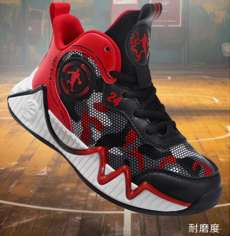 Kids Basketball Shoes Ankle Support Sneakers Tactical Boots Breathable Boys Girls Sports Shoes Shock-absorbing Athletic Shoes