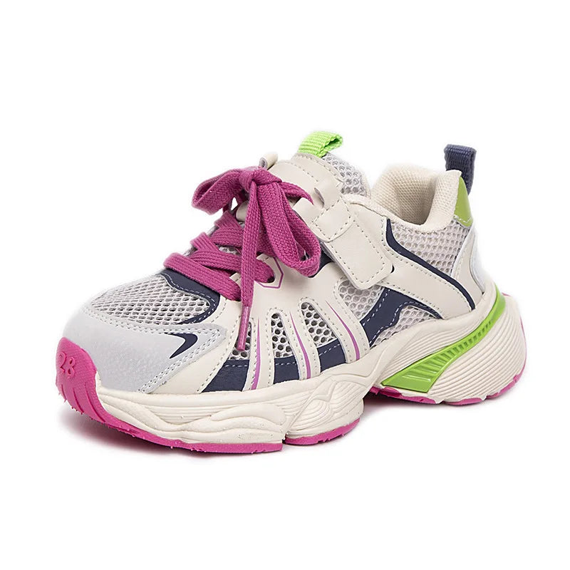 Spring and Autumn Children Sports Shoes Unisex Kids Sneakers Mesh Upper Breathable Basketball Shoes Tennis Casual Flats Footwear