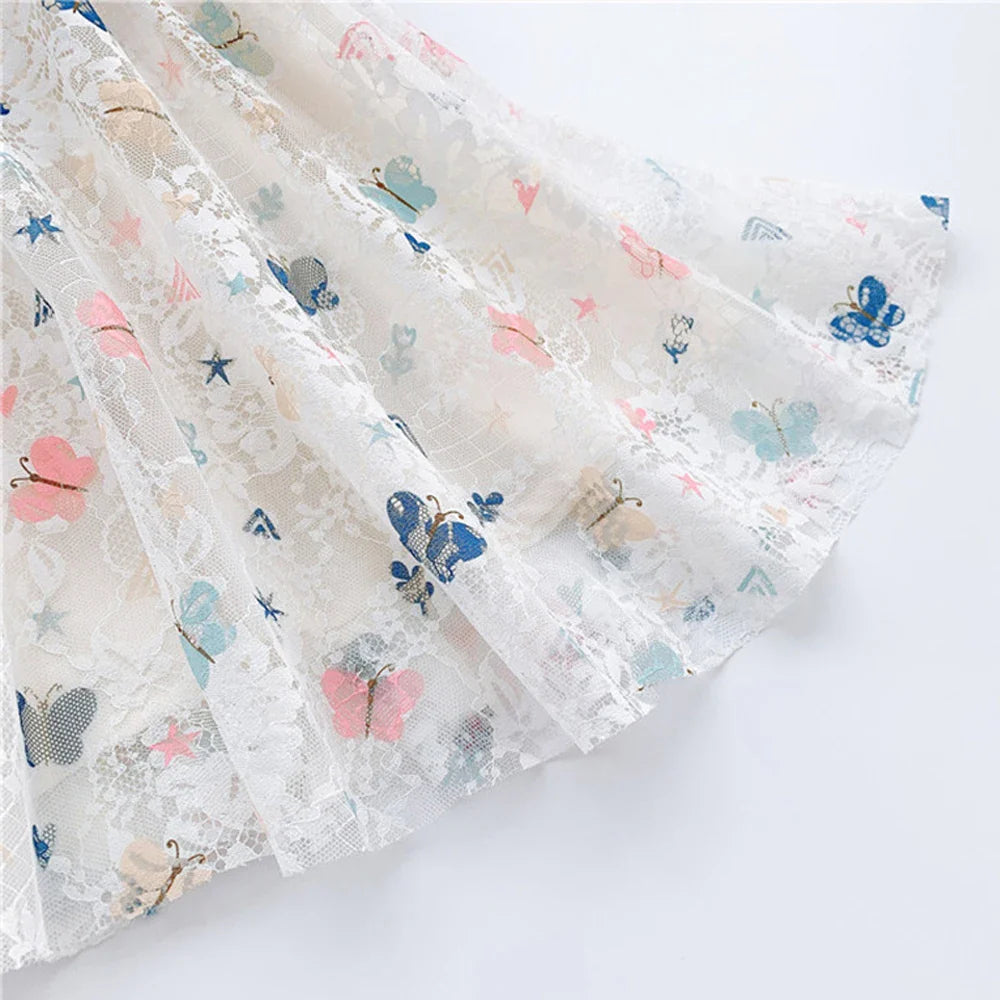 Vintage lace short sleeved dress For 2-9 yrs Baby Girls Loose Dress 6.1 Children's Day Clothing Cute beach Loose Clothes 2026