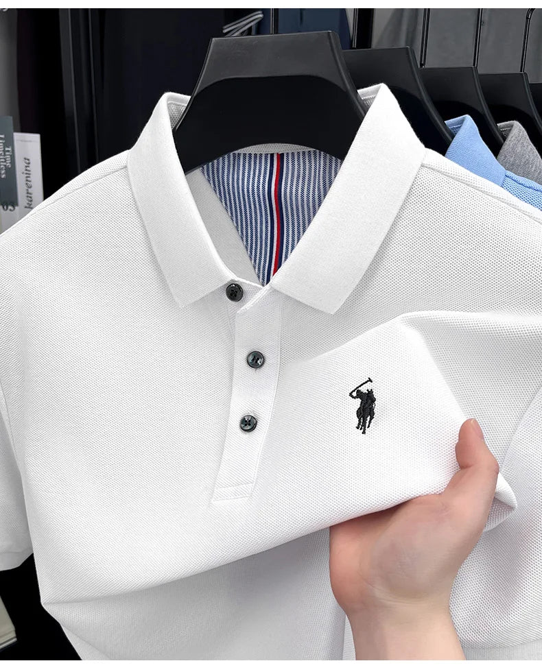 High end brand 100% cotton short sleeve polo shirt men luxur pony embroidery comfort breathable fashion T-shirt summer new top