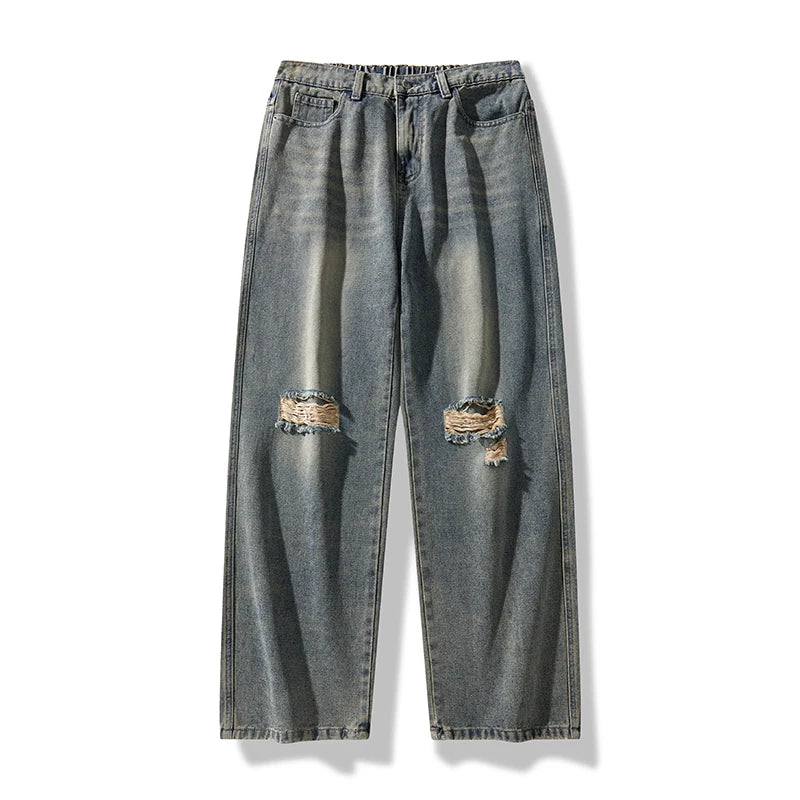 Men's American Style Loose Straight Leg Jeans Vintage Spring Summer New Arrival Drapey Trendy Wide Leg Long Pants
