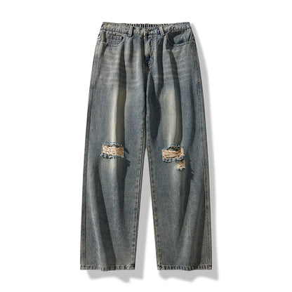 Men's American Style Loose Straight Leg Jeans Vintage Spring Summer New Arrival Drapey Trendy Wide Leg Long Pants