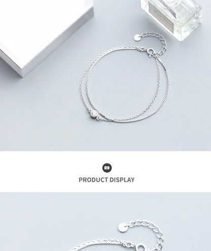 New Luminous Clear CZ Double Layer Bracelet for Women 925 Sterling Silver Minimalism Bracelet Fine Jewelry Accessories