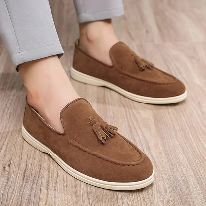 Unisex Lightweight Flat Bottom Tassel Casual Shoes Fashionable Versatile Large Size Men's Shoes Business Casual Slip-On Loafers